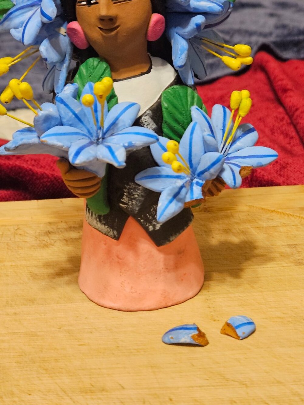 VINTAGE OAXACAN FLOWER SELLER CLAY SCULPTURE BY JOSEFINA AGUILAR SIGNED STUNNING - Picture 4 of 11